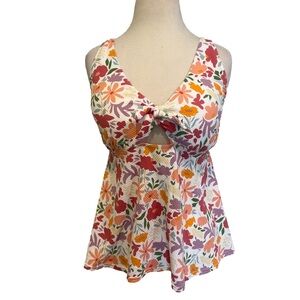 Birdsong Garden Party Tie Front Underwire Tankini Top- NWT